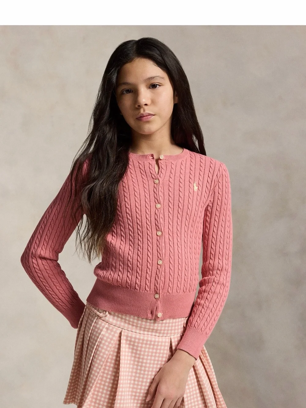 Ralph Lauren Rose Pink Mini Cable Knit Cardigan